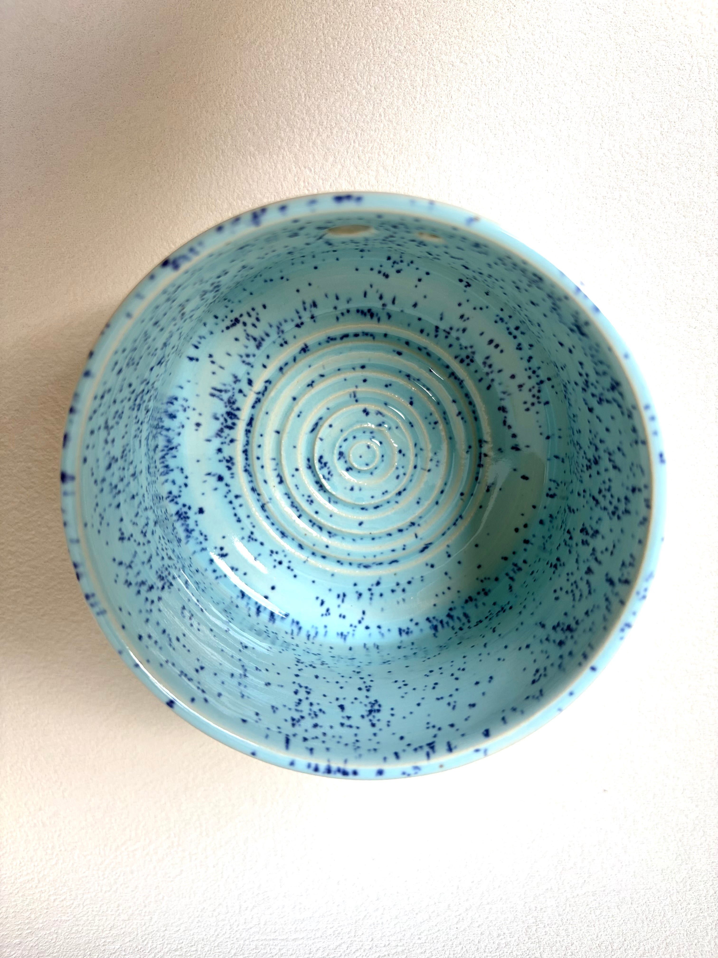 Herb Stripper / Garlic Grater / Dressing Bowl - Blue Speck